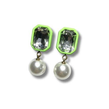 Neon Earrings with Pearl Drop