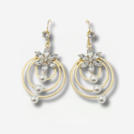 Golden Orbit Pearl Earrings