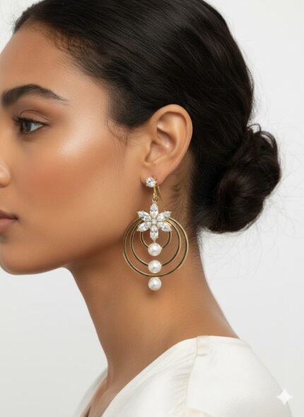 Golden Orbit Pearl Earrings
