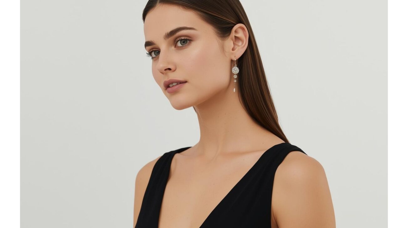 thin diamond drop earrings